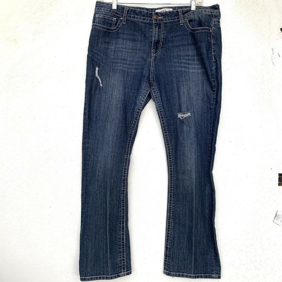 VGS Women Jeans Size 16 Blue Slim Boot Embroidery - Picture 2 of 11